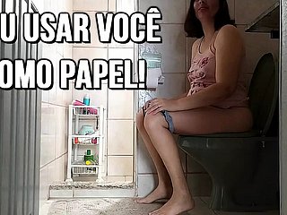Istri menggunakan cuckold -nya sebagai kertas manusia toilet