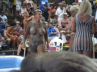 Hot girls open-air plugola wrestling and stuff on tap ponderosa