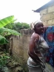 african pamper takes a shower